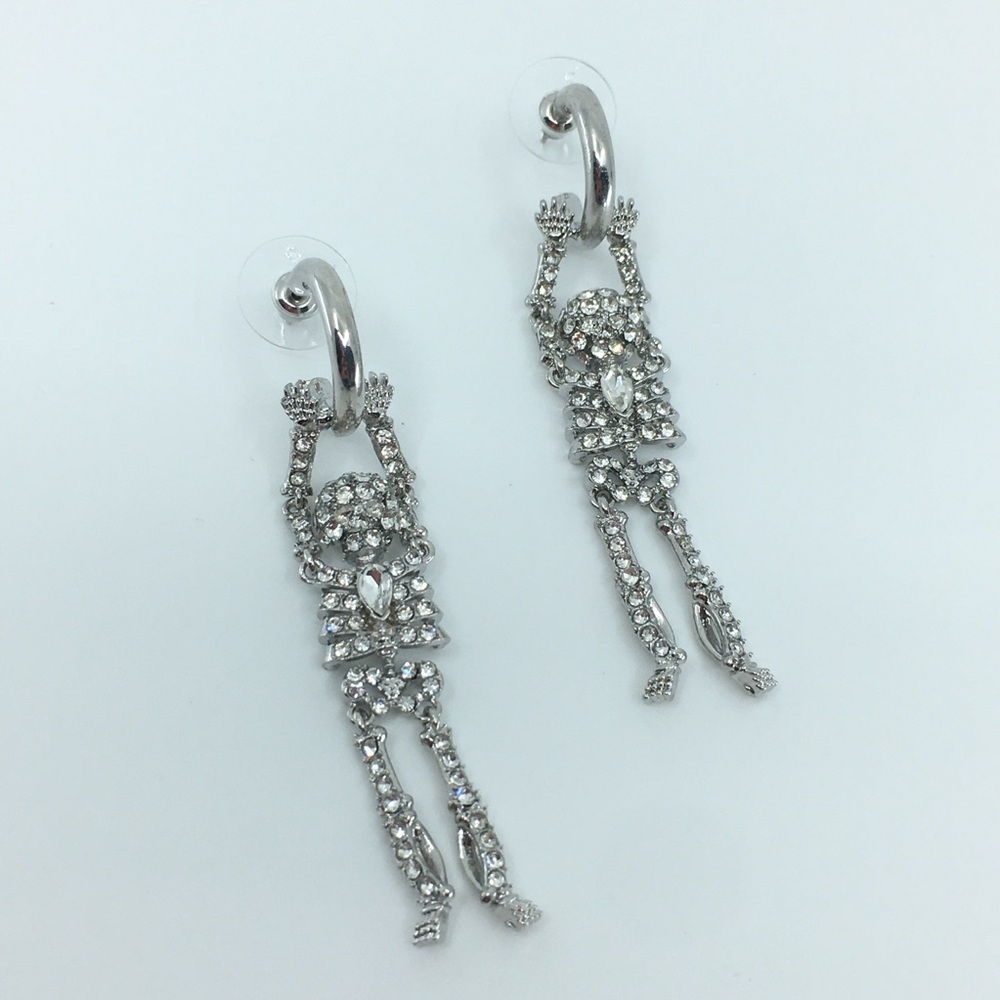 Sugarfix by Baublebar Skeleton Rhinestone Earrings NEW Drop Dead Hottie Gothic - Picture 6 of 10